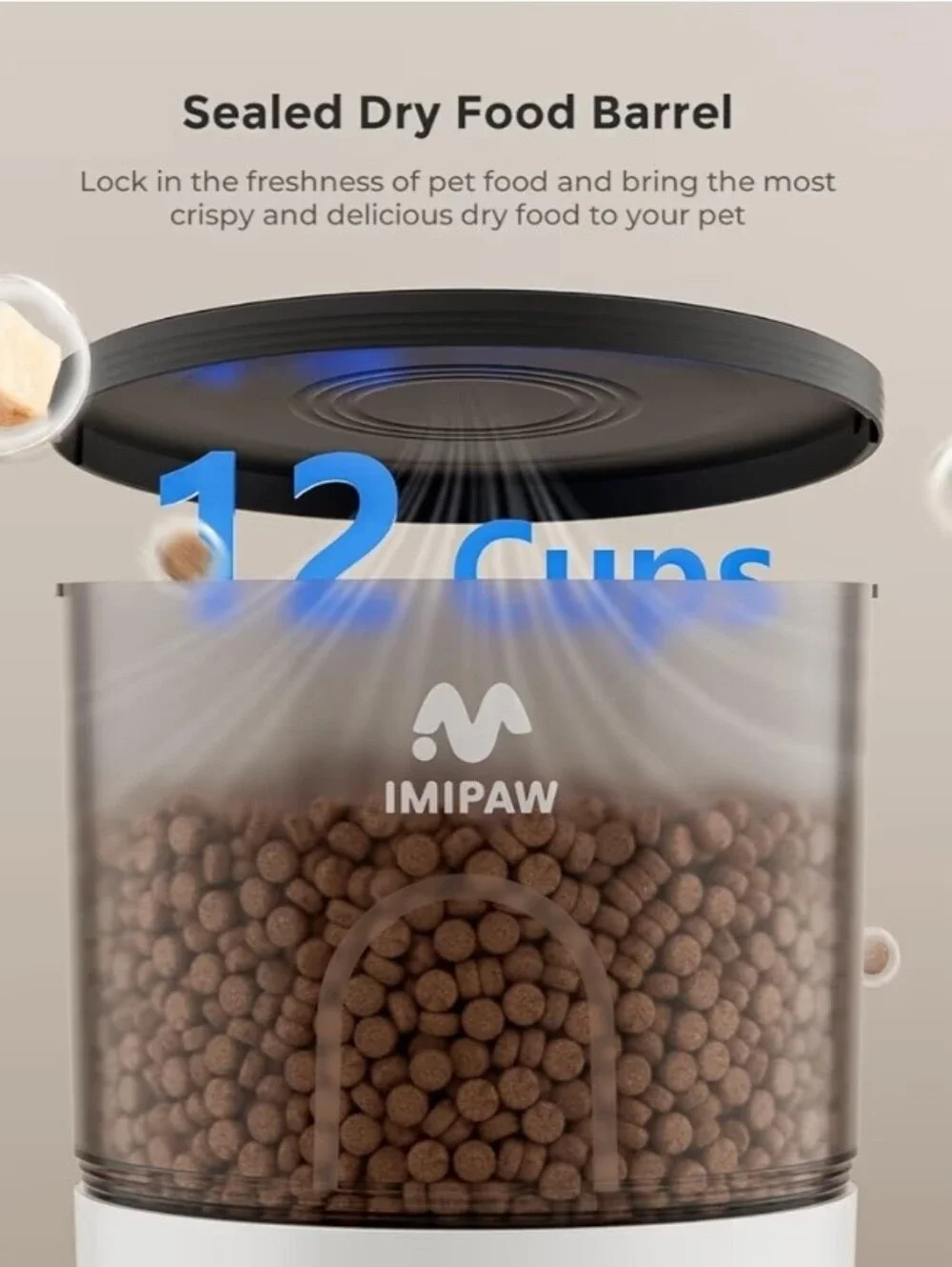 IMIPAW Automatic Cat Feeder - 3L Pet Dry Food Dispenser with Timed Programmable